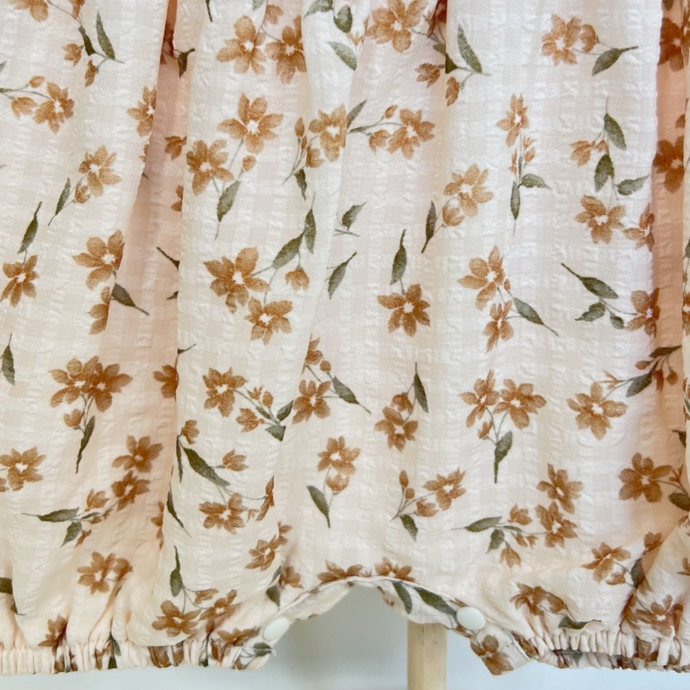 NWOT Yellow Floral Cotton Baby Girl Romper - Picture 4 of 6